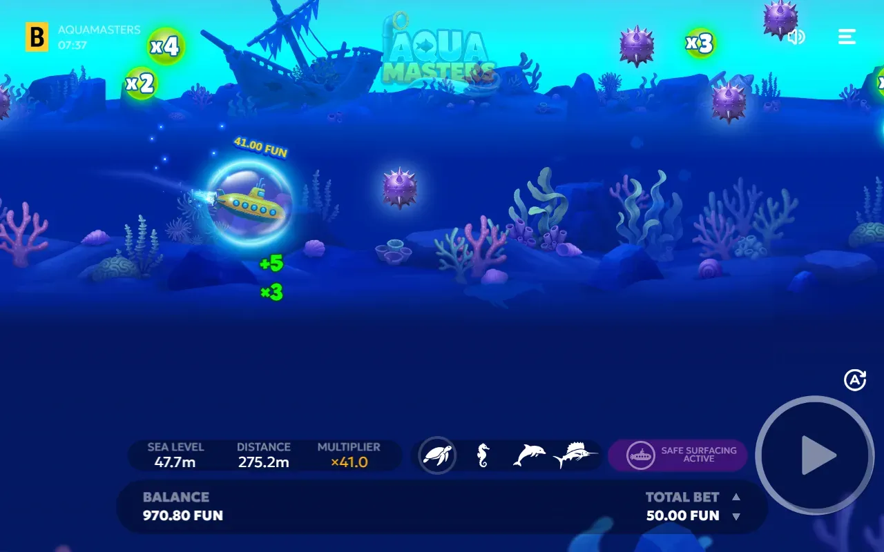 Submarino com Safe Surfacing ativo a x41