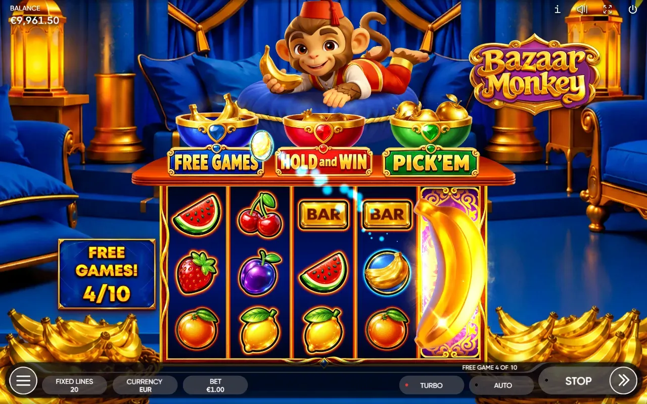Bazaar Monkey: amuleto voando nas Rodadas Grátis