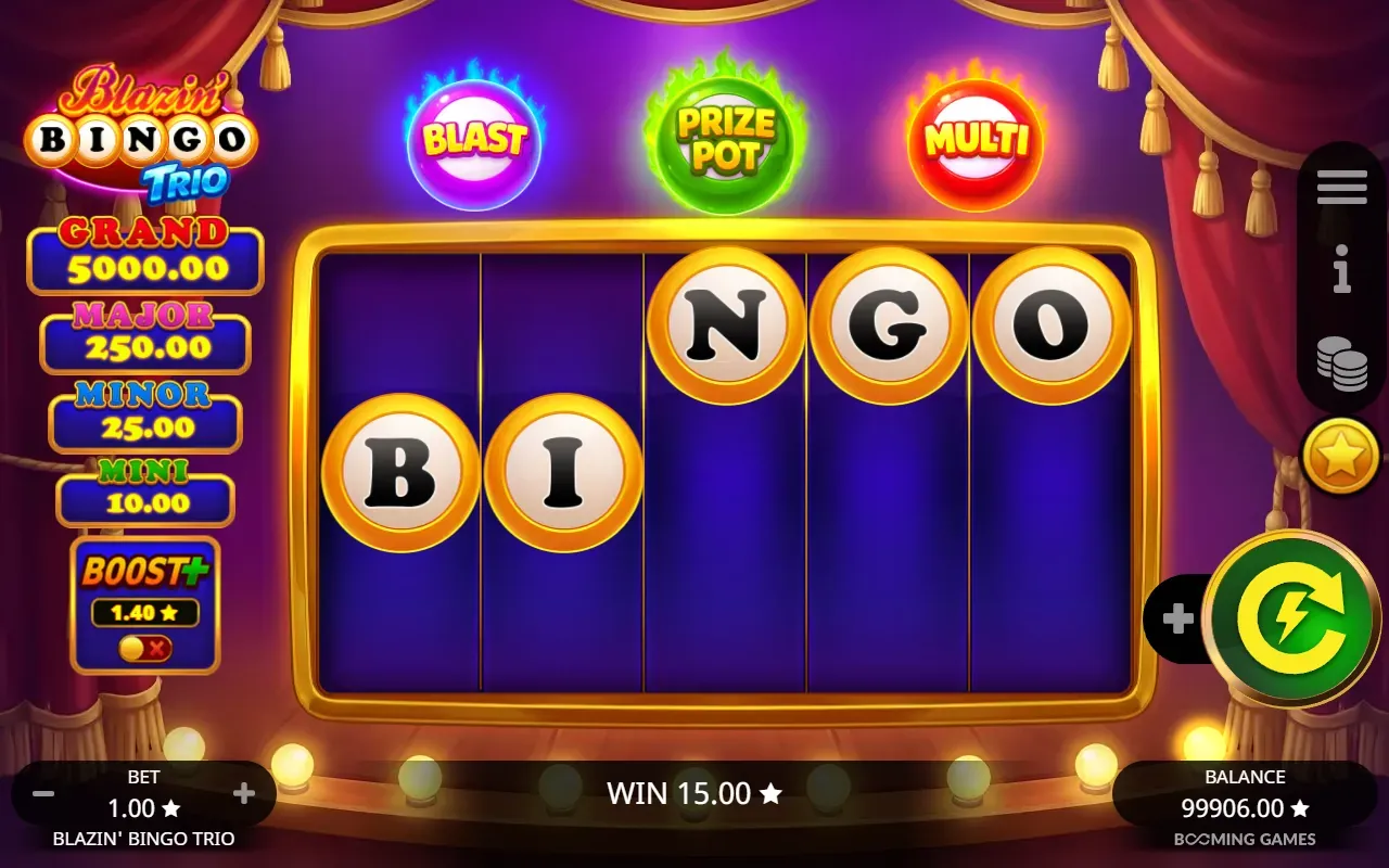 Letras B-I-N-G-O nos cinco rolos