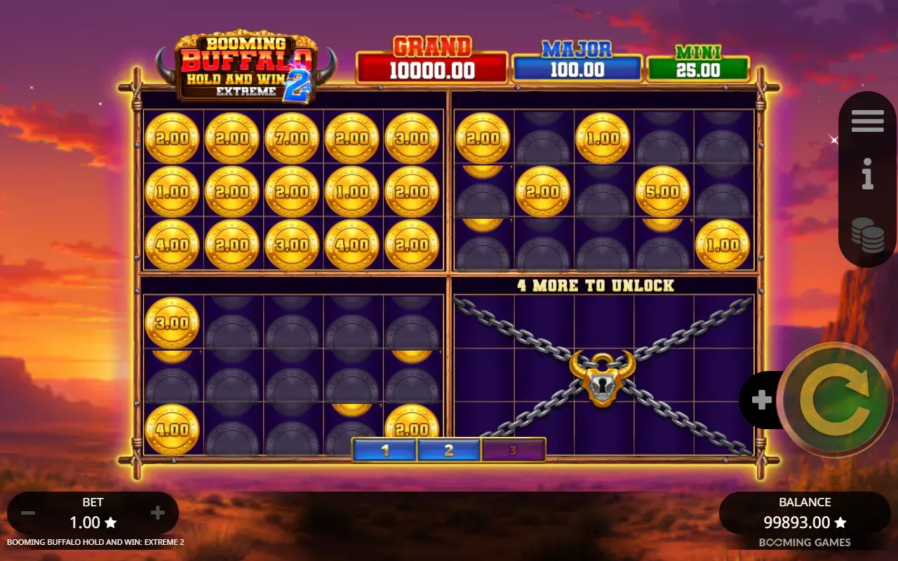 Três grades abertas no Hold and Win e a quarta acorrentada