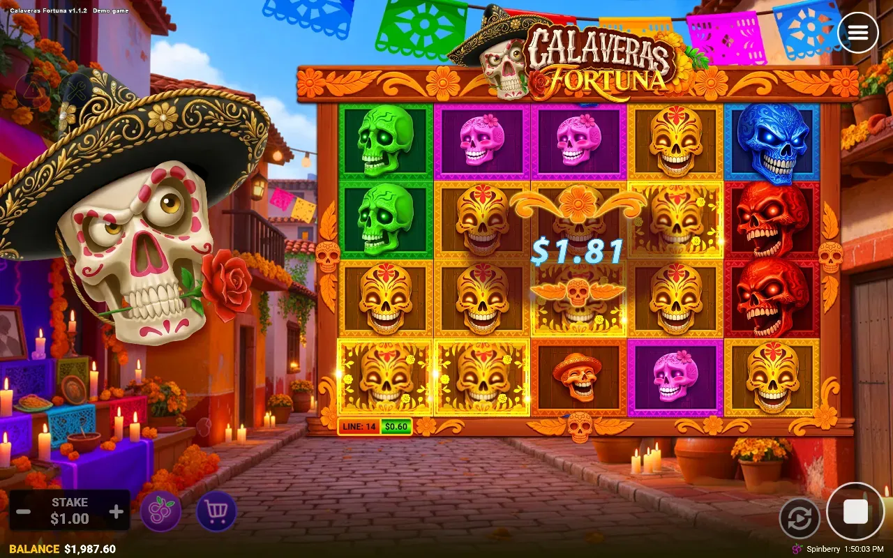 Linha de calaveras amarelas