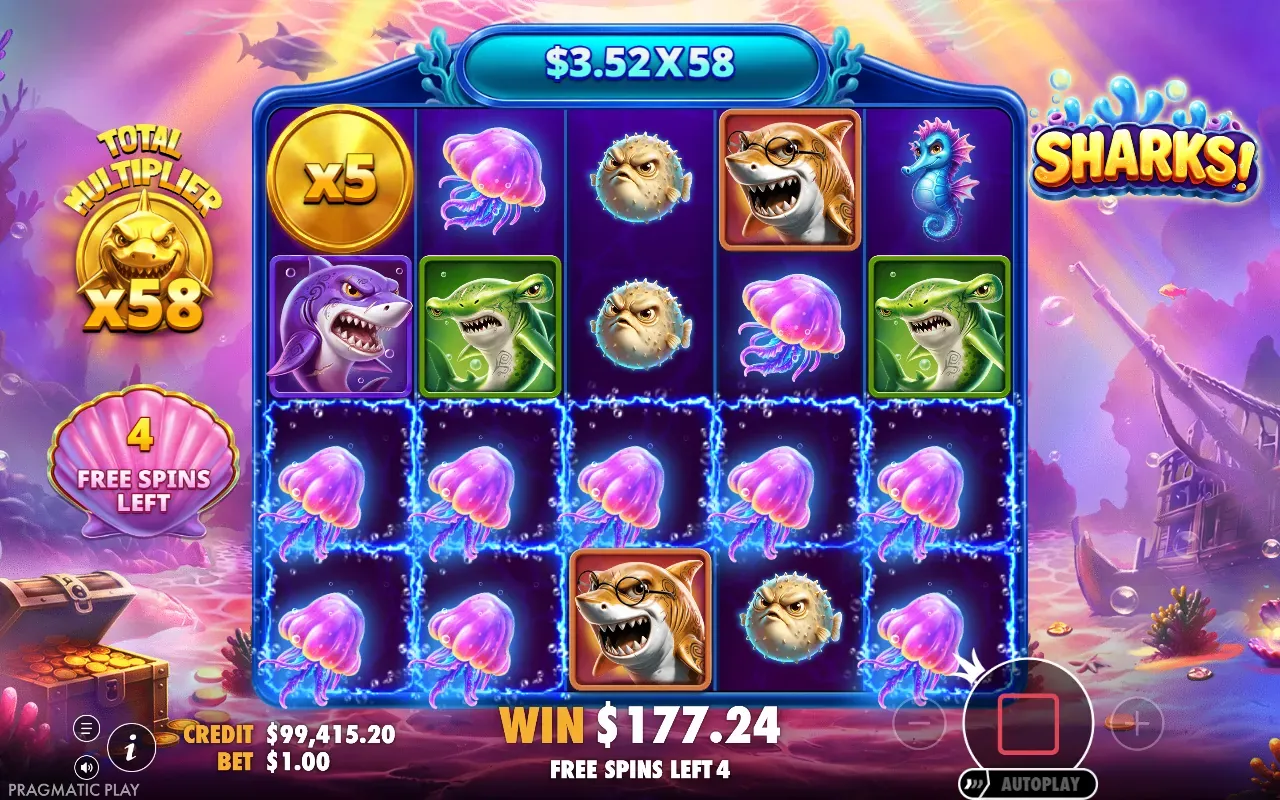 Multiplicador total de 58x nos Super Free Spins