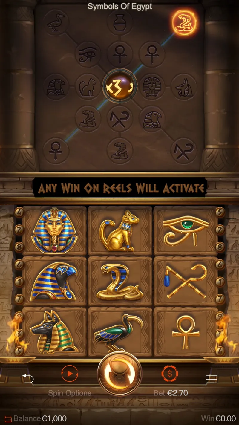 Jogo base 3x3 de Symbols of Egypt